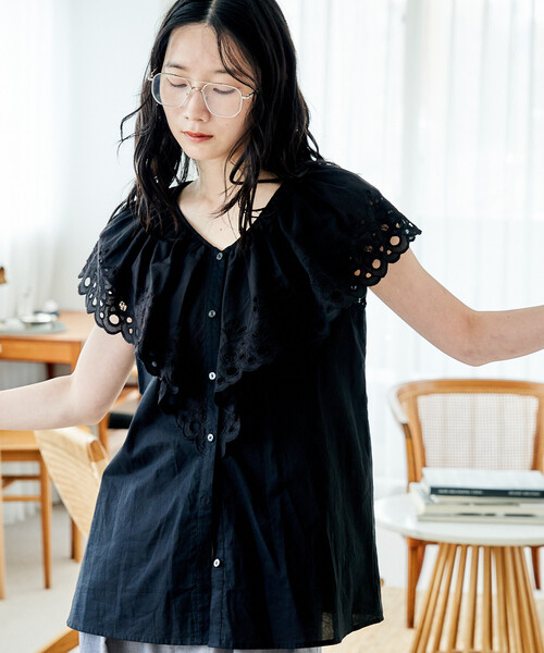 FREAK'S STORE(フリークスストア)の「ラッフル ノースリーブブラウス(シャツ/ブラウス・レディース・ブラック/オフホワイト・フリ-)」の21枚目の写真