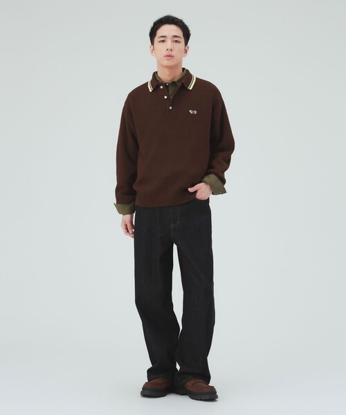 PENNEYS（ぺニーズ）の「PENNEY'S / FOX ライン ニット ポロシャツ（ニット/セーター・メンズ・チャコールグレー/ワイン/ネイビー・SMALL/LARGE/MEDIUM）」の4枚目の写真