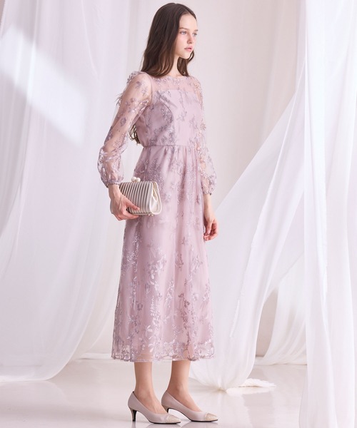 AIMER(エメ)の「グラデーションフラワー刺繍チュールロングスリーブフレアパーティードレス 結婚式 お呼ばれ ドレス 20代 30代(ドレス・レディース・ブラウン/スモーキーグリーン系/ピンクベージュ・SMALL/MEDIUM)」の20枚目の写真