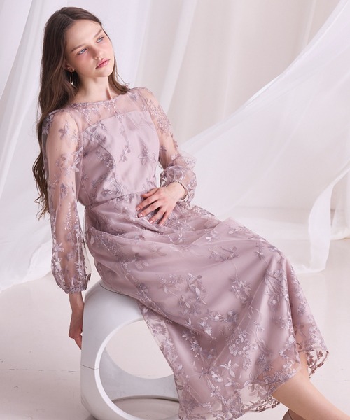 AIMER(エメ)の「グラデーションフラワー刺繍チュールロングスリーブフレアパーティードレス 結婚式 お呼ばれ ドレス 20代 30代(ドレス・レディース・ブラウン/スモーキーグリーン系/ピンクベージュ・SMALL/MEDIUM)」の21枚目の写真