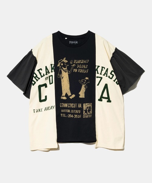go slow caravan(ゴースローキャラバン)の「Lime.inc/ライム 袖フリル切替TEE(Tシャツ/カットソー・レディース・ブラック/アイボリー・FREE)」の2枚目の写真