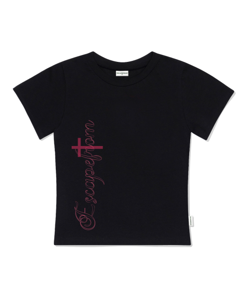 ESCAPEFROM(エスケープフロム)の「バーティカルロゴプリントスリムフィット半袖Tシャツブラック(Tシャツ/カットソー・レディース・その他・LARGE/MEDIUM)」の1枚目の写真