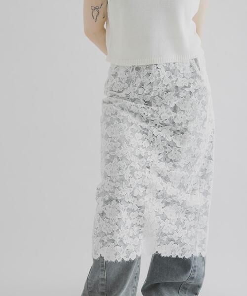 THE GOODLAND MARKET(ザグッドランドマーケット)の「cwtch ORGANIC COTTON LACE SKIRT(スカート・レディース・ブラック/ホワイト・1/2)」の1枚目の写真