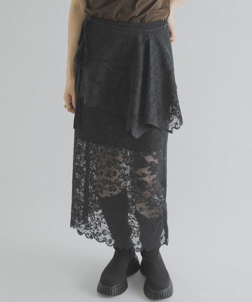 THE GOODLAND MARKET(ザグッドランドマーケット)の「cwtch ORGANIC COTTON LACE SKIRT(スカート・レディース・ブラック/ホワイト・1/2)」の2枚目の写真