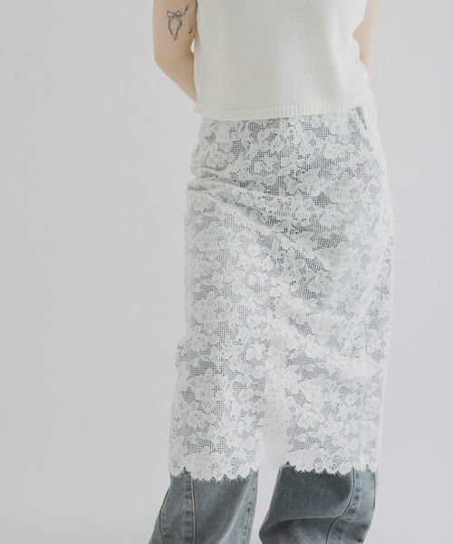 THE GOODLAND MARKET(ザグッドランドマーケット)の「cwtch ORGANIC COTTON LACE SKIRT(スカート・レディース・ブラック/ホワイト・1/2)」の1枚目の写真