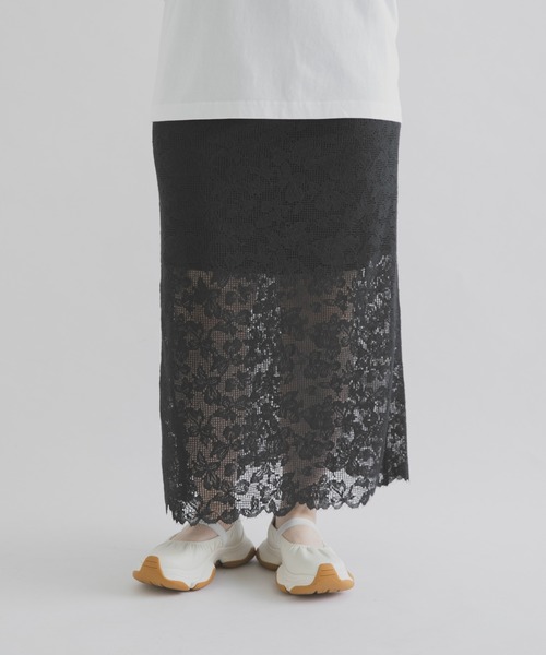 THE GOODLAND MARKET(ザグッドランドマーケット)の「cwtch ORGANIC COTTON LACE SKIRT(スカート・レディース・ブラック/ホワイト・1/2)」の2枚目の写真