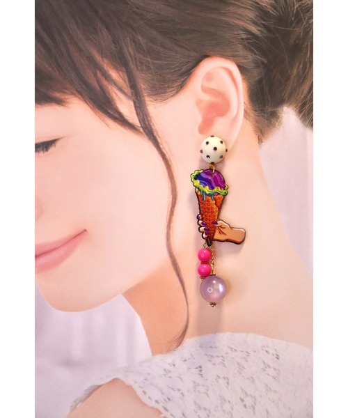 tone（トーン）の「【mauvelily】アイス日和(MA)（ピアス（両耳用）・レディース・パープル・FREE）」の3枚目の写真