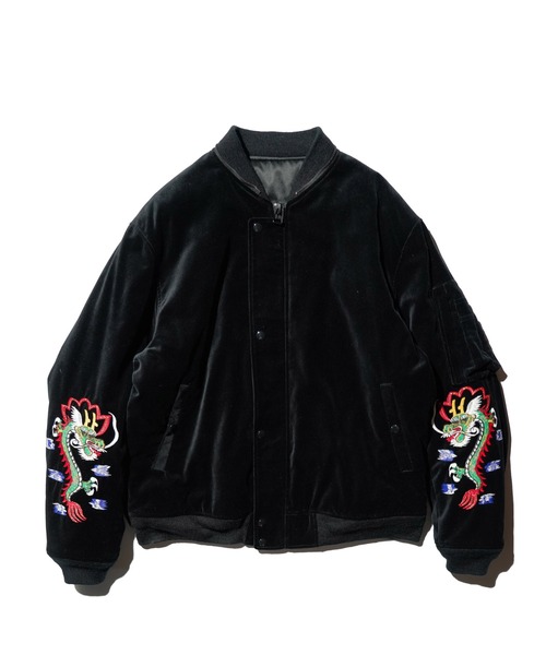 THRIFTY LOOK(スリフティールック)の「THRIFTY LOOK / スリフティールック KOREAN SOUVENIR PADDED JACKET コリアン スーベニア パデッドジャケット(ブルゾン・メンズ・ブラック系その他/ブラック・MEDIUM/LARGE)」の1枚目の写真