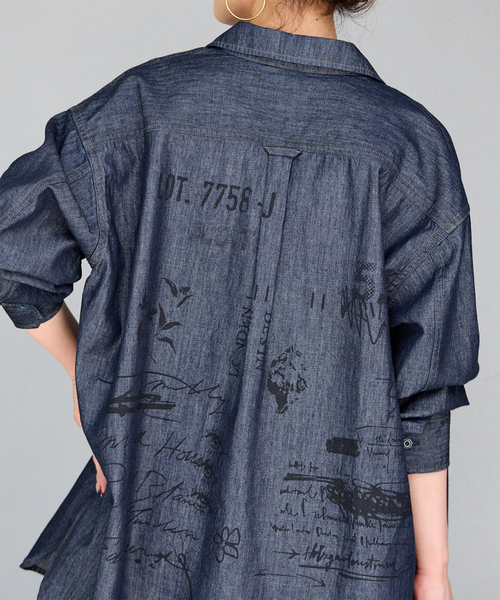 B.C STOCK(ベーセーストック)の「ウォッシャブル / DU JOUR / デュ ジュール JEAN NOMADS SHIRT(シャツ/ブラウス・レディース・ベージュ/ネイビー・FREE)」の1枚目の写真