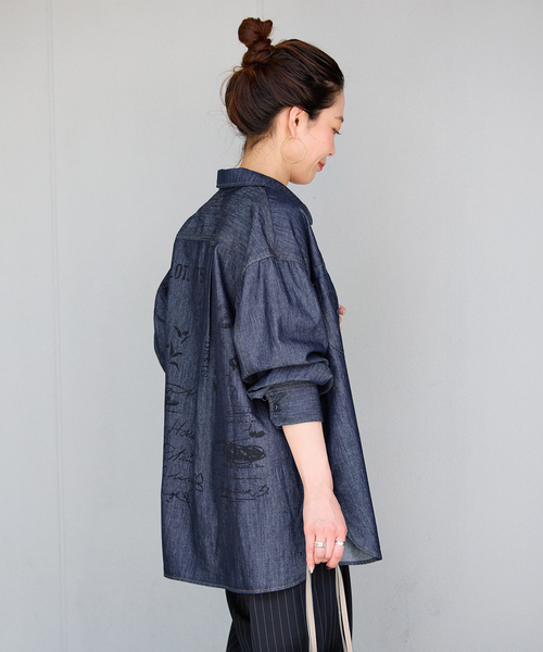 B.C STOCK(ベーセーストック)の「ウォッシャブル / DU JOUR / デュ ジュール JEAN NOMADS SHIRT(シャツ/ブラウス・レディース・ベージュ/ネイビー・FREE)」の10枚目の写真