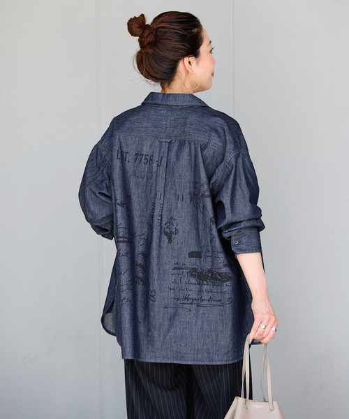 B.C STOCK(ベーセーストック)の「ウォッシャブル / DU JOUR / デュ ジュール JEAN NOMADS SHIRT(シャツ/ブラウス・レディース・ベージュ/ネイビー・FREE)」の11枚目の写真