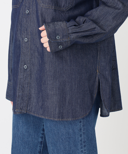 B.C STOCK(ベーセーストック)の「ウォッシャブル / DU JOUR / デュ ジュール JEAN NOMADS SHIRT(シャツ/ブラウス・レディース・ベージュ/ネイビー・FREE)」の17枚目の写真