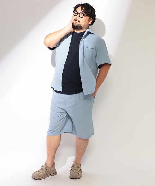 B&T CLUB(ビーティークラブ)の「セットアップ 可能 ハーフパンツ ショートパンツ 短パン メンズ 大きいサイズ 無地 爽多 ストレッチ タック ショーツ B&T CLUB ビーアンドティークラブ(その他パンツ・メンズ・ブラック/ベージュ/サックスブルー・X1(3L~4L)/X4(8L~9L)/X3(6L~7L)/X2(4L~5L))」の5枚目の写真