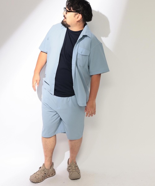 B&T CLUB(ビーティークラブ)の「セットアップ 可能 ハーフパンツ ショートパンツ 短パン メンズ 大きいサイズ 無地 爽多 ストレッチ タック ショーツ B&T CLUB ビーアンドティークラブ(その他パンツ・メンズ・ブラック/ベージュ/サックスブルー・X1(3L~4L)/X4(8L~9L)/X3(6L~7L)/X2(4L~5L))」の10枚目の写真