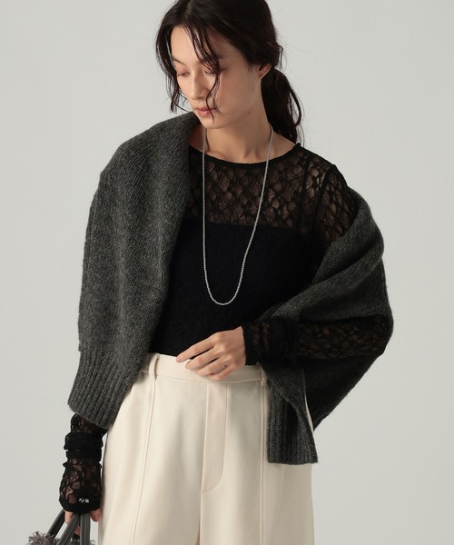 Elura(エルーラ)の「ストレッチレースプルオーバー/1067912(Tシャツ/カットソー・レディース・ブラック/チャコールグレー/オフホワイト・FREE)」の2枚目の写真