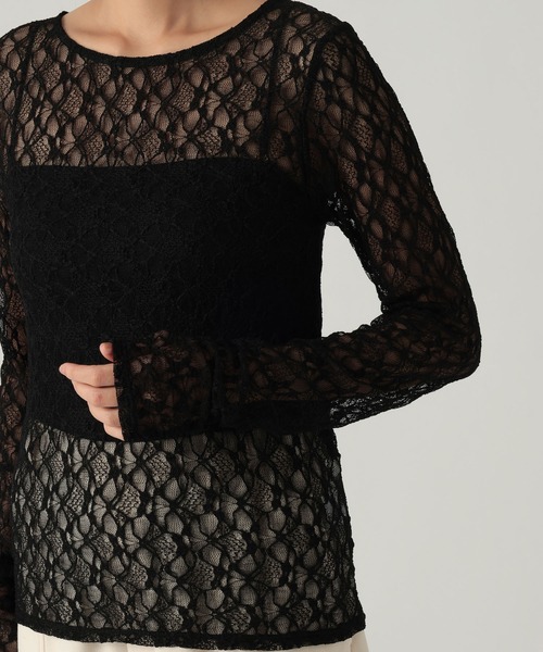 Elura(エルーラ)の「ストレッチレースプルオーバー/1067912(Tシャツ/カットソー・レディース・ブラック/チャコールグレー/オフホワイト・FREE)」の12枚目の写真