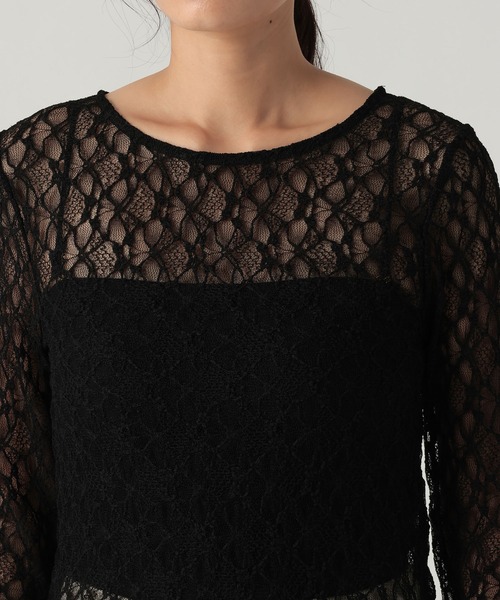 Elura(エルーラ)の「ストレッチレースプルオーバー/1067912(Tシャツ/カットソー・レディース・ブラック/チャコールグレー/オフホワイト・FREE)」の10枚目の写真
