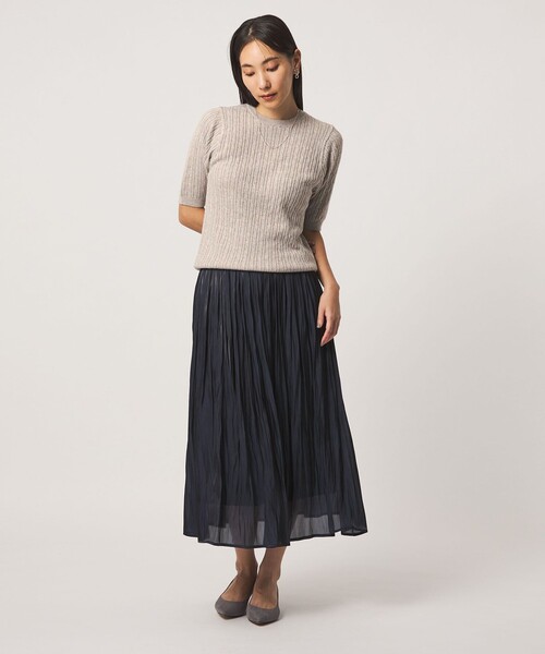 A DAY IN THE LIFE UNITED ARROWS（アデイインザライフユナイテッドアローズ）の「ケーブル ショートスリーブニット ‐ウォッシャブル‐ ＜A DAY IN THE LIFE＞（ニット/セーター・レディース・ナチュラル/ダークブラウン/ネイビー・FREE）」の8枚目の写真