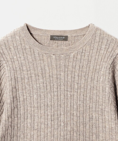 A DAY IN THE LIFE UNITED ARROWS（アデイインザライフユナイテッドアローズ）の「ケーブル ショートスリーブニット ‐ウォッシャブル‐ ＜A DAY IN THE LIFE＞（ニット/セーター・レディース・ナチュラル/ダークブラウン/ネイビー・FREE）」の16枚目の写真