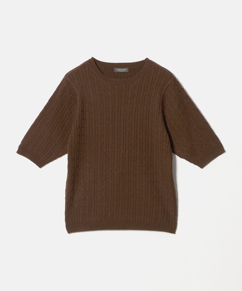 A DAY IN THE LIFE UNITED ARROWS（アデイインザライフユナイテッドアローズ）の「ケーブル ショートスリーブニット ‐ウォッシャブル‐ ＜A DAY IN THE LIFE＞（ニット/セーター・レディース・ナチュラル/ダークブラウン/ネイビー・FREE）」の20枚目の写真