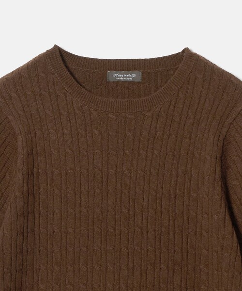 A DAY IN THE LIFE UNITED ARROWS（アデイインザライフユナイテッドアローズ）の「ケーブル ショートスリーブニット ‐ウォッシャブル‐ ＜A DAY IN THE LIFE＞（ニット/セーター・レディース・ナチュラル/ダークブラウン/ネイビー・FREE）」の21枚目の写真