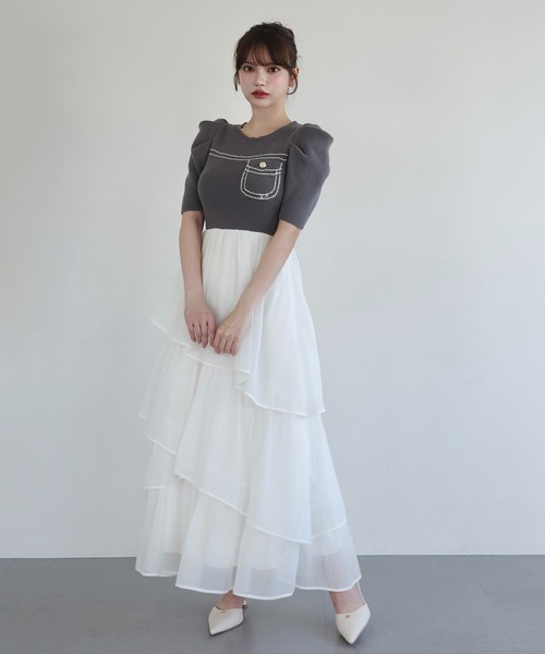 ワンピース eimyistoire E.M ATELIER.KNIT COMBI DRESS E.M ATELIER.KNIT COMBI DRESS（ワンピース）｜EIMY ISTOIRE（エイミー