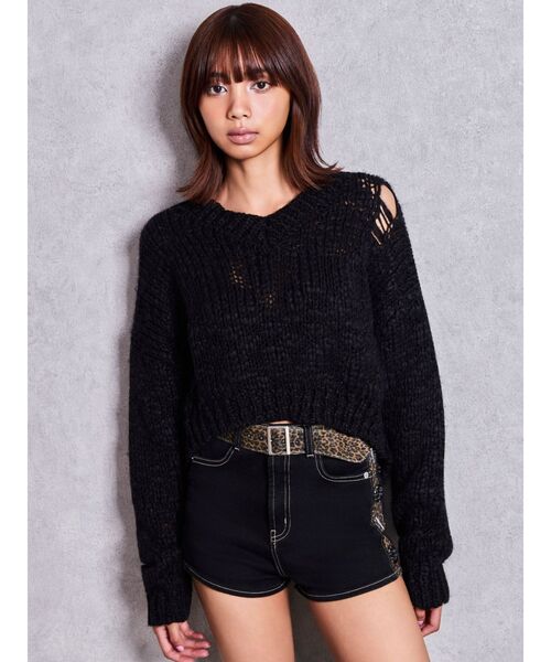 GYDA(ジェイダ)の「ハイウエストSIDE RINGベルト付きショートパンツ(デニムパンツ・レディース・ライトブルー/ブラック・SMALL/MEDIUM)」の9枚目の写真
