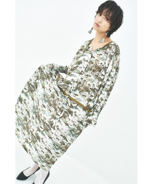 MUUNAA（ムウナ）の「フォレスト・カモシカロングワンピース（ワンピース・レディース・ブラック/グリーン・F）」の14枚目の写真