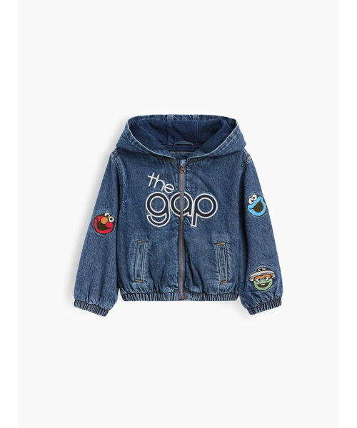 GAP（ギャップ）の「セサミストリート デニム フード付きジャケット (幼児・ベビー)（その他アウター・キッズ・インディゴブルー・110cm/90cm）」の3枚目の写真