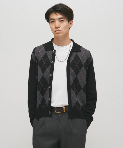 JOURNAL STANDARD(ジャーナルスタンダード)の「レトロ ジャガード カラー ニット カーディガン(カーディガン/ボレロ・メンズ・ブラック/ネイビー/ブラウン・MEDIUM/LARGE)」の7枚目の写真