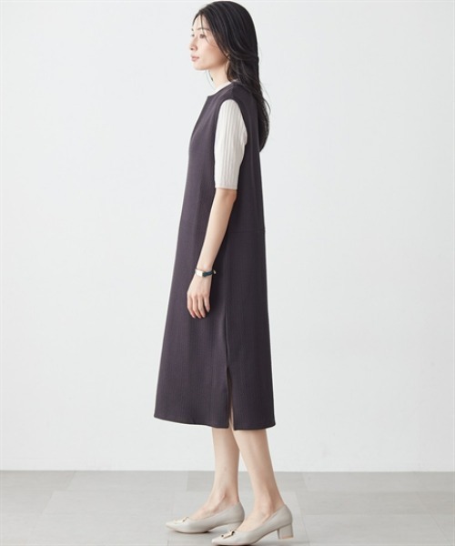 7days Life Styling（セブンデイズライフスタイリング）の「ダブルフェイスキーネックジャンパースカート（ジャンパースカート・レディース・ブラック/チャコール・M/LL/L/3L）」の10枚目の写真