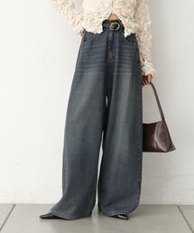 26AWベルト付きカーブワイドデニム