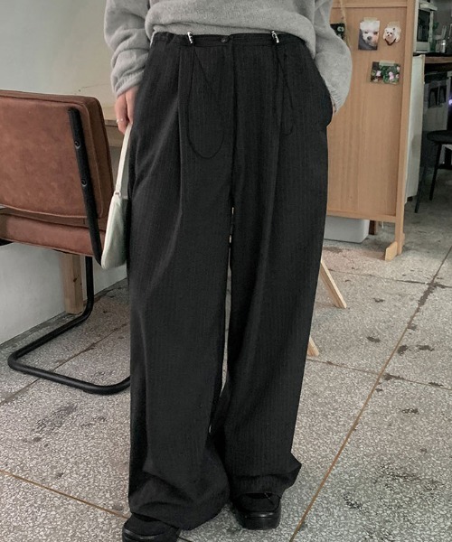 FLINEA(フリネア)の「ストライプ柄ドローストリングワイドパンツ(その他パンツ・レディース・ネイビー/ブラウン/グレー・FREE)」の9枚目の写真