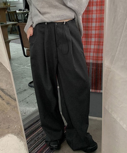 FLINEA(フリネア)の「ストライプ柄ドローストリングワイドパンツ(その他パンツ・レディース・ネイビー/ブラウン/グレー・FREE)」の8枚目の写真