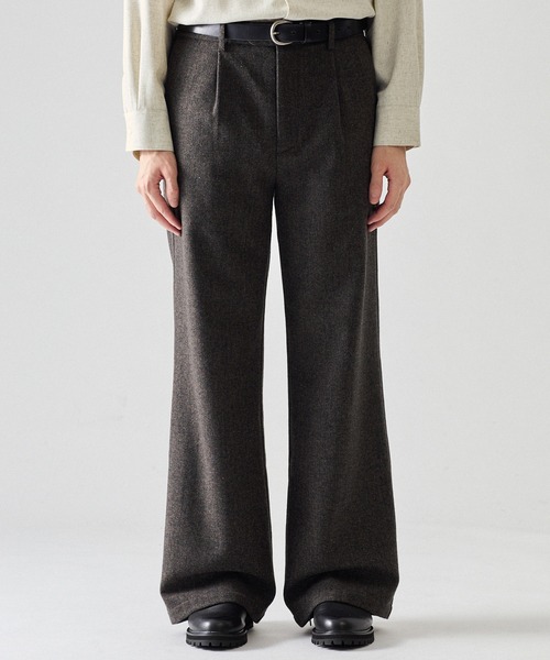 CLEL(クレイル)の「【CLEL】Wool Blend Herringbone Tweed Straight Pants / ウールブレンドヘリンボーンツイード ストレートパンツ【セットアップ対応】(スラックス・メンズ・ベージュ系/グレー系/ブラック系/ブラウン系・XS/L/S/M)」の3枚目の写真
