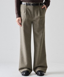 【CLEL】Wool Blend Herringbone Tweed Straight Pants / ウールブレンドヘリンボーンツイード ストレートパンツ【セットアップ対応】