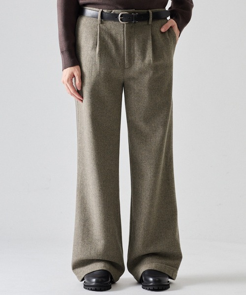 CLEL(クレイル)の「【CLEL】Wool Blend Herringbone Tweed Straight Pants / ウールブレンドヘリンボーンツイード ストレートパンツ【セットアップ対応】(スラックス・メンズ・ベージュ系/グレー系/ブラック系/ブラウン系・XS/L/S/M)」の4枚目の写真