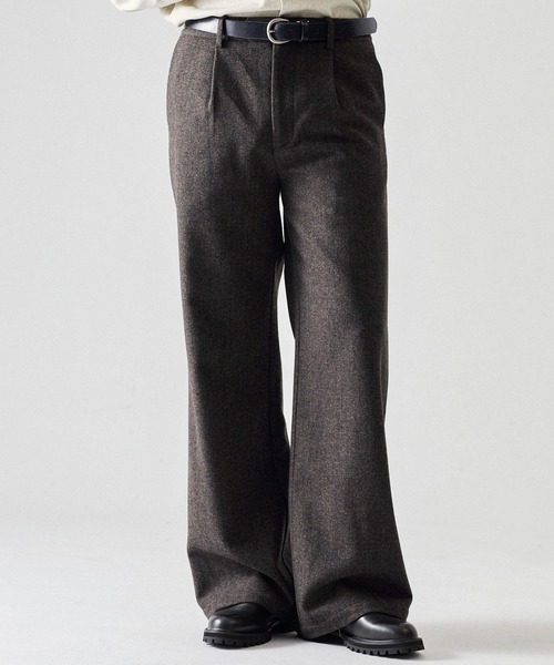 CLEL(クレイル)の「【CLEL】Wool Blend Herringbone Tweed Straight Pants / ウールブレンドヘリンボーンツイード ストレートパンツ【セットアップ対応】(スラックス・メンズ・ベージュ系/グレー系/ブラック系/ブラウン系・XS/L/S/M)」の5枚目の写真