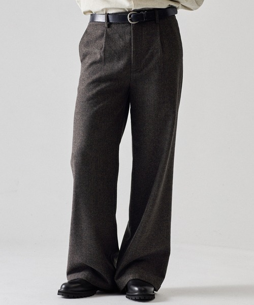 CLEL(クレイル)の「【CLEL】Wool Blend Herringbone Tweed Straight Pants / ウールブレンドヘリンボーンツイード ストレートパンツ【セットアップ対応】(スラックス・メンズ・ベージュ系/グレー系/ブラック系/ブラウン系・XS/L/S/M)」の6枚目の写真