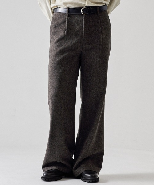 CLEL(クレイル)の「【CLEL】Wool Blend Herringbone Tweed Straight Pants / ウールブレンドヘリンボーンツイード ストレートパンツ【セットアップ対応】(スラックス・メンズ・ベージュ系/グレー系/ブラック系/ブラウン系・XS/L/S/M)」の7枚目の写真