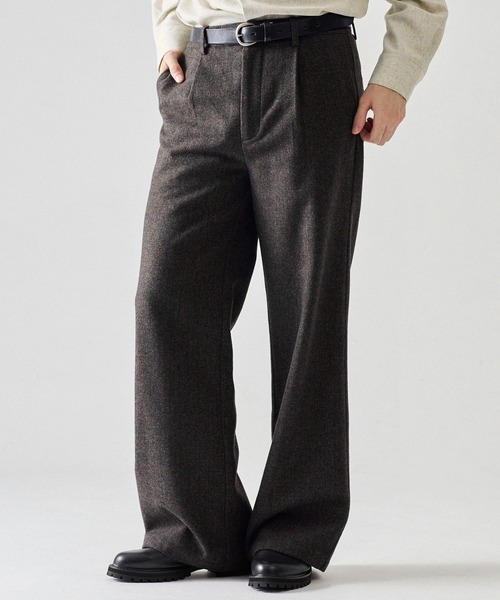 CLEL(クレイル)の「【CLEL】Wool Blend Herringbone Tweed Straight Pants / ウールブレンドヘリンボーンツイード ストレートパンツ【セットアップ対応】(スラックス・メンズ・ベージュ系/グレー系/ブラック系/ブラウン系・XS/L/S/M)」の9枚目の写真