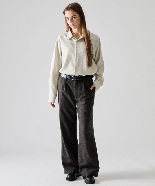 CLEL(クレイル)の「【CLEL】Wool Blend Herringbone Tweed Straight Pants / ウールブレンドヘリンボーンツイード ストレートパンツ【セットアップ対応】(スラックス・メンズ・ベージュ系/グレー系/ブラック系/ブラウン系・XS/L/S/M)」の14枚目の写真