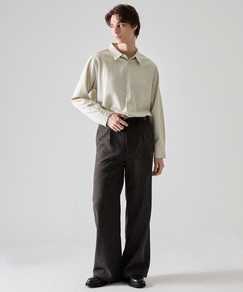 CLEL(クレイル)の「【CLEL】Wool Blend Herringbone Tweed Straight Pants / ウールブレンドヘリンボーンツイード ストレートパンツ【セットアップ対応】(スラックス・メンズ・ベージュ系/グレー系/ブラック系/ブラウン系・XS/L/S/M)」の15枚目の写真