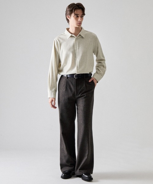CLEL(クレイル)の「【CLEL】Wool Blend Herringbone Tweed Straight Pants / ウールブレンドヘリンボーンツイード ストレートパンツ【セットアップ対応】(スラックス・メンズ・ベージュ系/グレー系/ブラック系/ブラウン系・XS/L/S/M)」の16枚目の写真