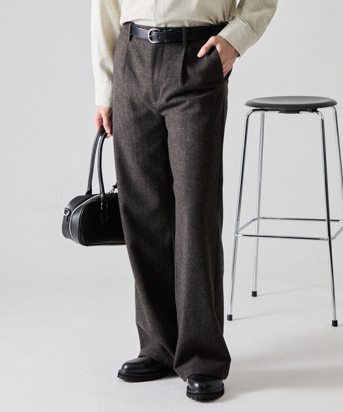 CLEL(クレイル)の「【CLEL】Wool Blend Herringbone Tweed Straight Pants / ウールブレンドヘリンボーンツイード ストレートパンツ【セットアップ対応】(スラックス・メンズ・ベージュ系/グレー系/ブラック系/ブラウン系・XS/L/S/M)」の17枚目の写真