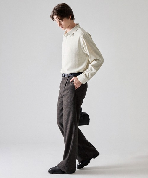 CLEL(クレイル)の「【CLEL】Wool Blend Herringbone Tweed Straight Pants / ウールブレンドヘリンボーンツイード ストレートパンツ【セットアップ対応】(スラックス・メンズ・ベージュ系/グレー系/ブラック系/ブラウン系・XS/L/S/M)」の18枚目の写真