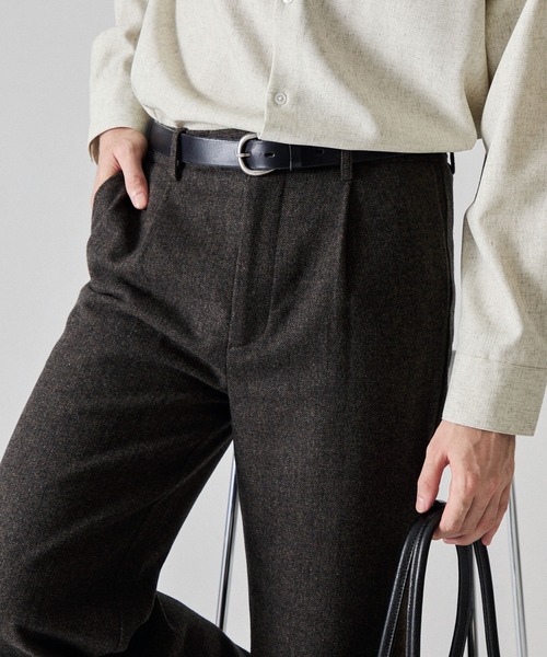 CLEL(クレイル)の「【CLEL】Wool Blend Herringbone Tweed Straight Pants / ウールブレンドヘリンボーンツイード ストレートパンツ【セットアップ対応】(スラックス・メンズ・ベージュ系/グレー系/ブラック系/ブラウン系・XS/L/S/M)」の20枚目の写真