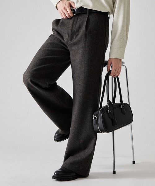 CLEL(クレイル)の「【CLEL】Wool Blend Herringbone Tweed Straight Pants / ウールブレンドヘリンボーンツイード ストレートパンツ【セットアップ対応】(スラックス・メンズ・ベージュ系/グレー系/ブラック系/ブラウン系・XS/L/S/M)」の21枚目の写真