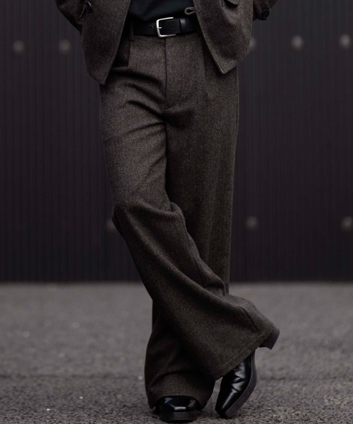 CLEL(クレイル)の「【CLEL】Wool Blend Herringbone Tweed Straight Pants / ウールブレンドヘリンボーンツイード ストレートパンツ【セットアップ対応】(スラックス・メンズ・ベージュ系/グレー系/ブラック系/ブラウン系・XS/L/S/M)」の10枚目の写真