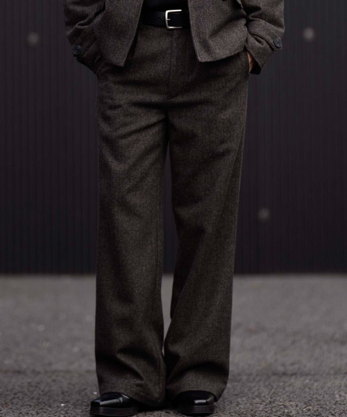CLEL(クレイル)の「【CLEL】Wool Blend Herringbone Tweed Straight Pants / ウールブレンドヘリンボーンツイード ストレートパンツ【セットアップ対応】(スラックス・メンズ・ベージュ系/グレー系/ブラック系/ブラウン系・XS/L/S/M)」の11枚目の写真